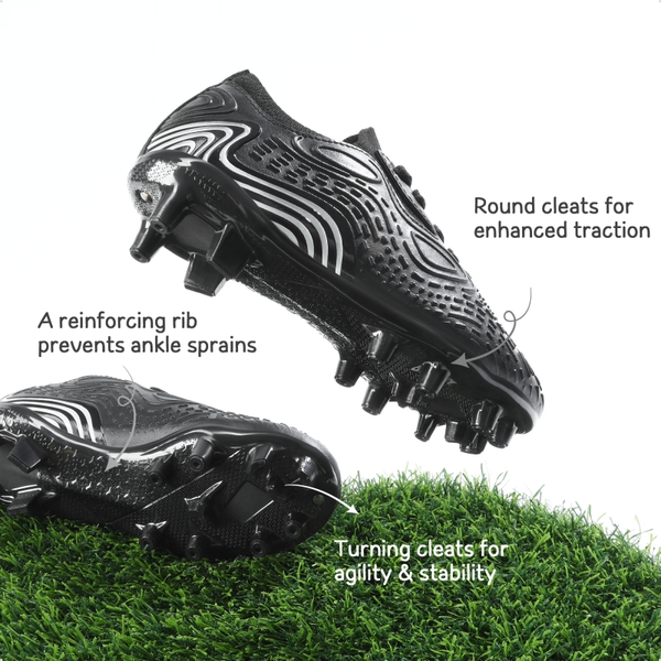 Kids Contoured Upper Soccer Shoes - BLACK GREY - 4
